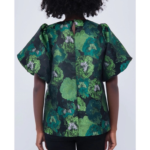 POMANDER PLACE Green Jacquard Lyla Blouse NEW - Picture 4 of 11